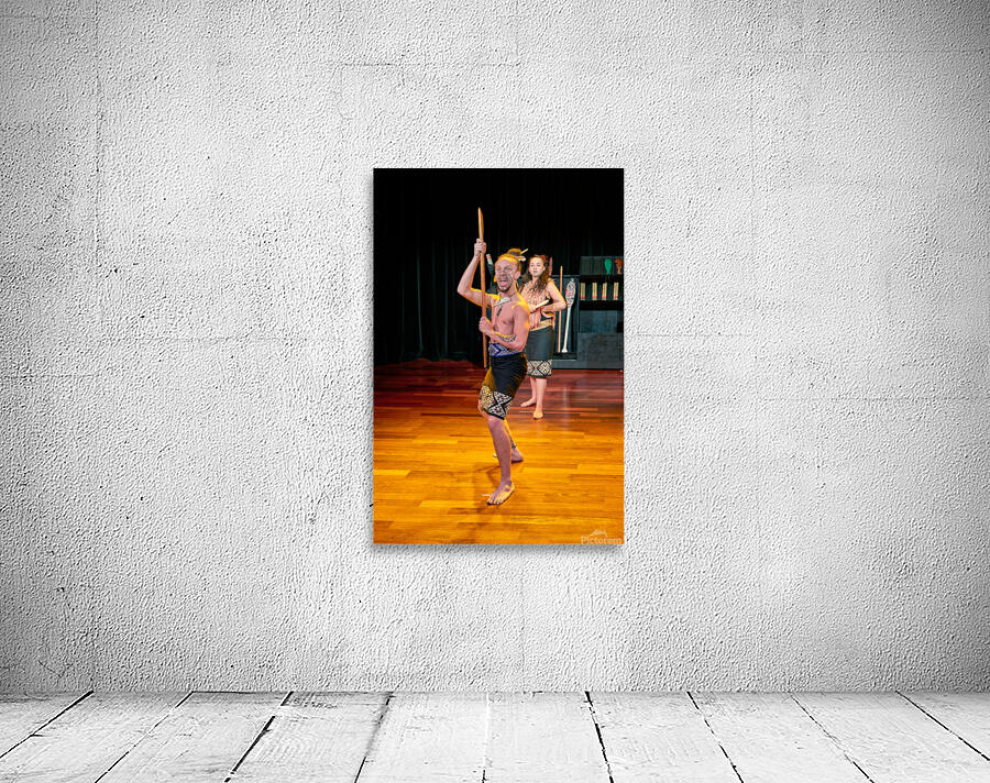 Two performers present a Maori haka dance in Auckland Wall Preview