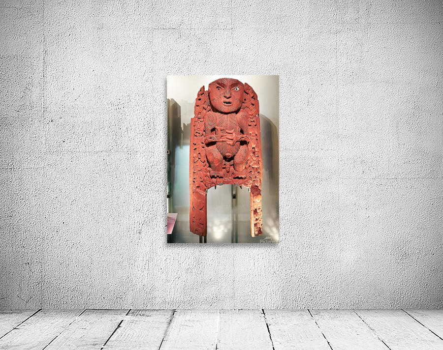 Maori carving in Auckland War Memorial Museum in New Zealand Wall Preview