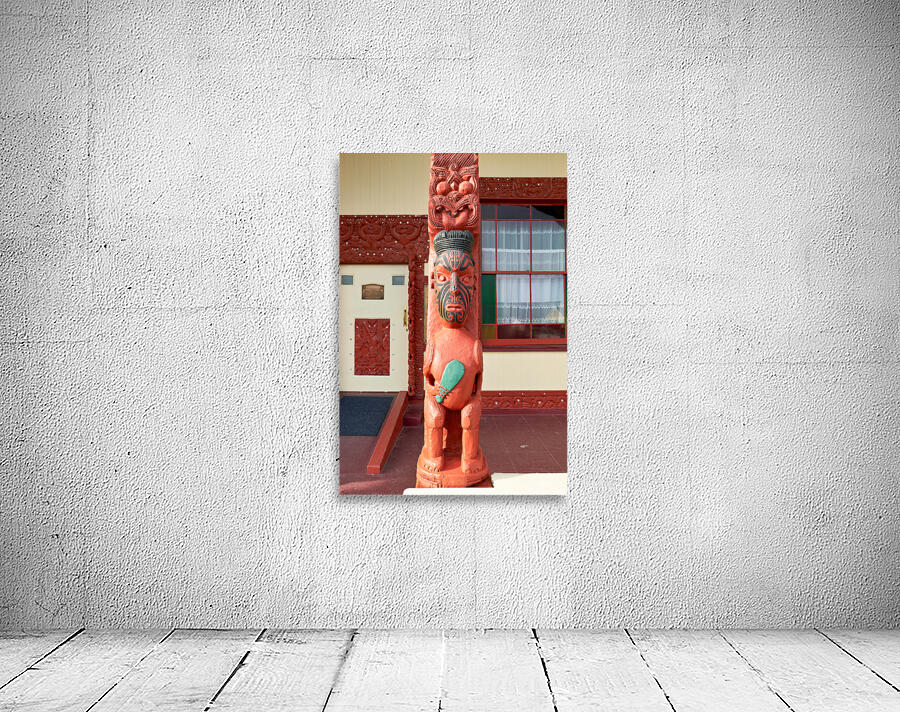 Maori carving at Whakarewarewa village in Rotorua New Zealand Wall Preview