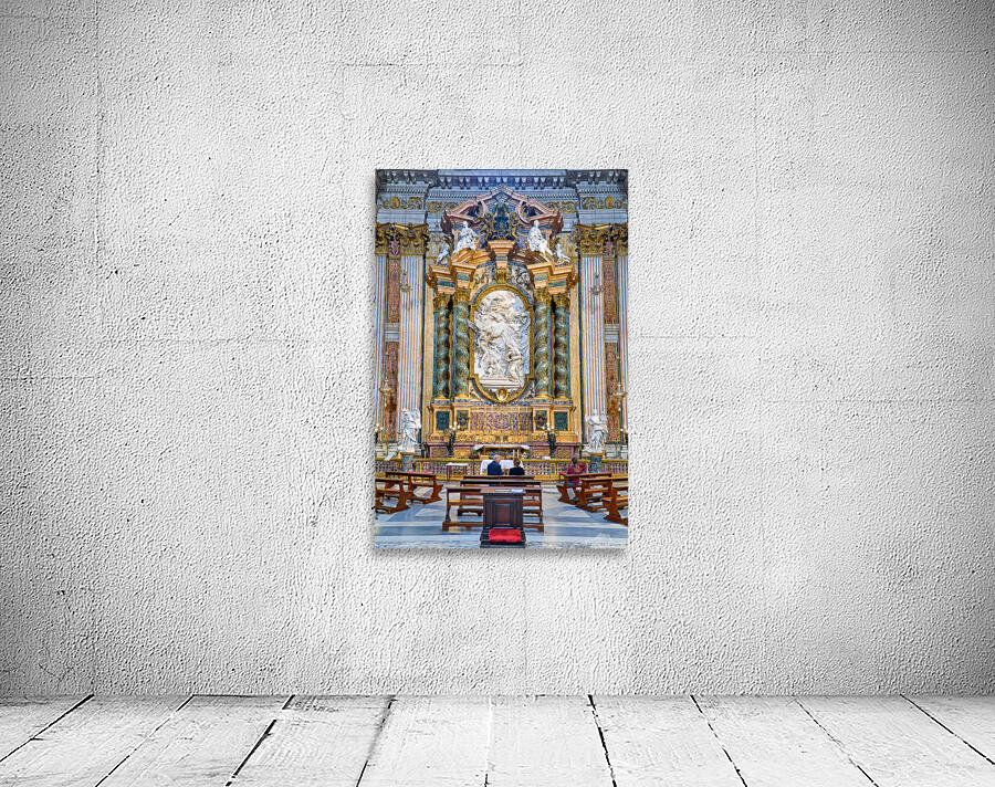 Visitors at the altar of Church of St. Ignatius of Loyola in Rom Wall Preview