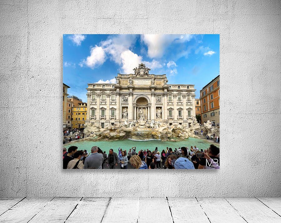 Crowd of tourists visiting Trevi fountain in Rome Italy Wall Preview
