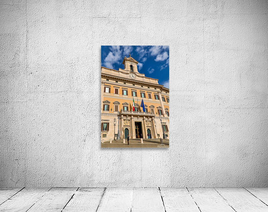 Palazzo Montecitorio stands in Rome Italy during a clear day Wall Preview