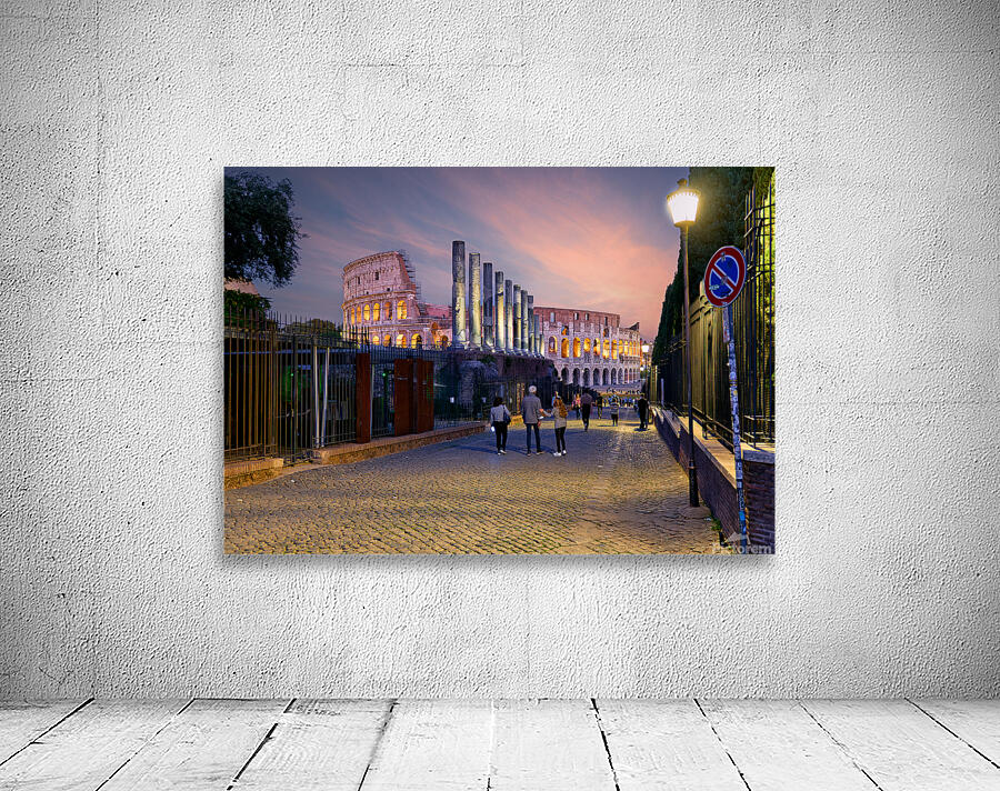 Walk along Via Sacra with views of Colosseum in Rome Italy Wall Preview