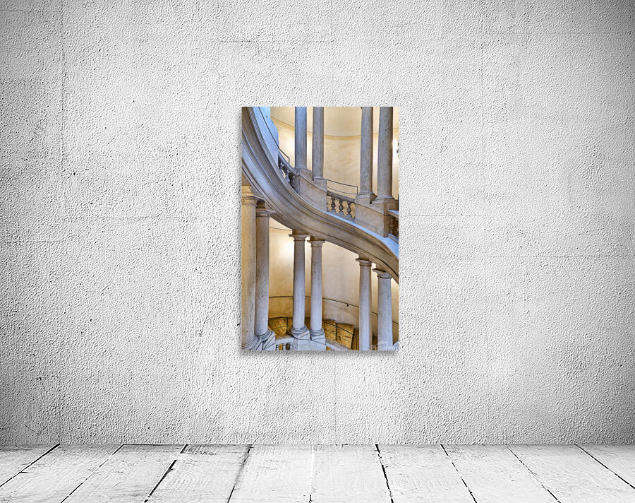 Helicoidal staircase design in Galleria Nazionale dArte Antica Wall Room Mockup