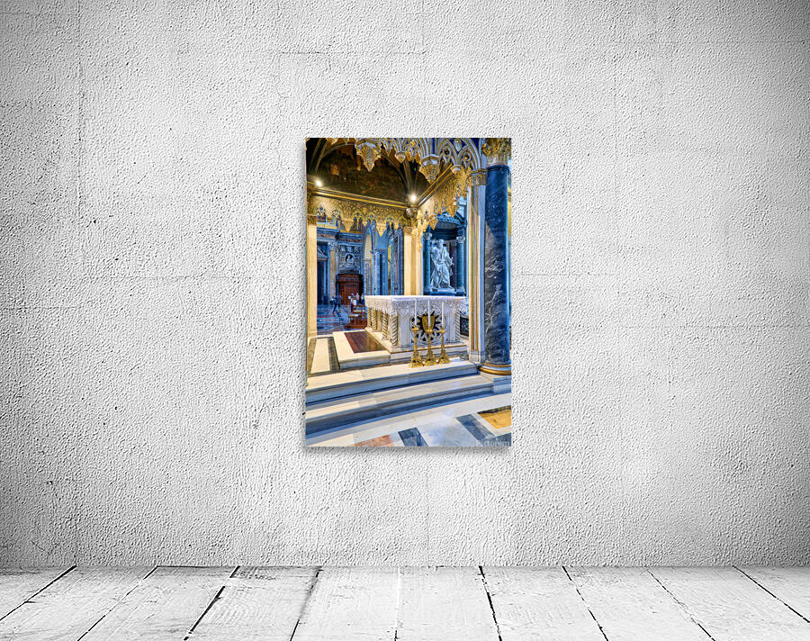 Exploring the altar in the Archbasilica Cathedral in Rome Wall Preview