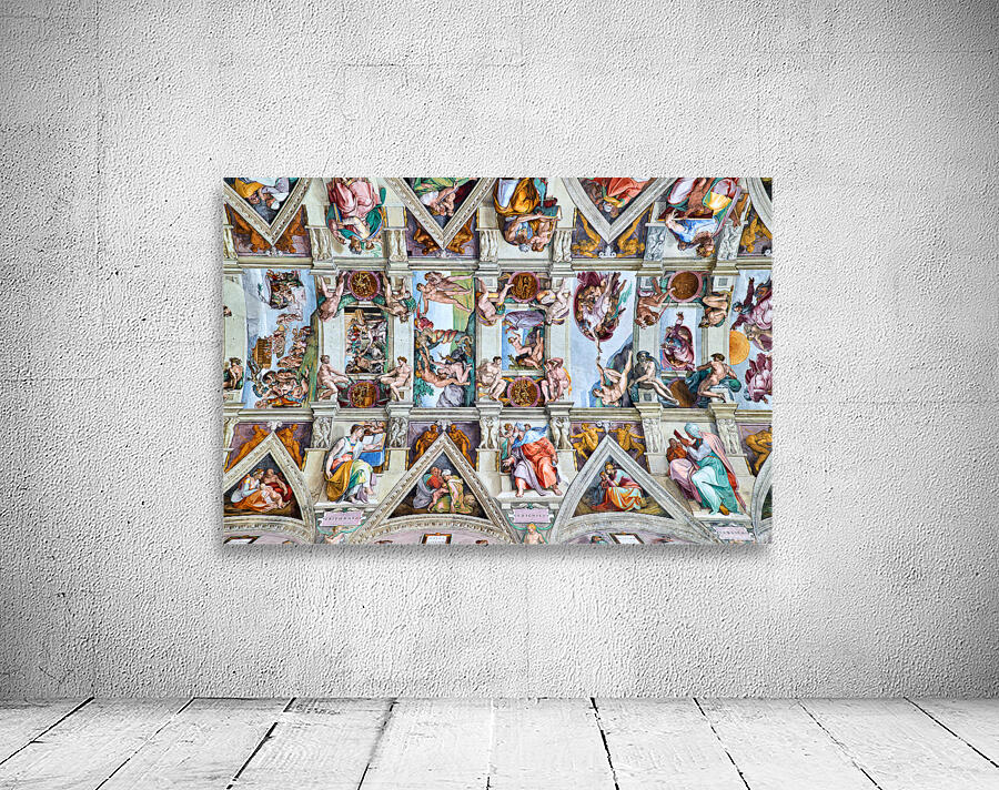 Michelangelo ceiling painting at Vatican Museums in Rome Wall Preview