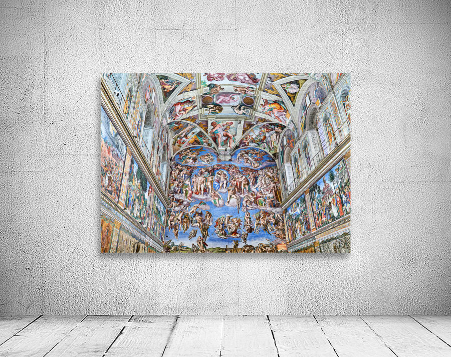 Visitors observe Michelangelos Last Judgement in the Sistine Ch Wall Preview
