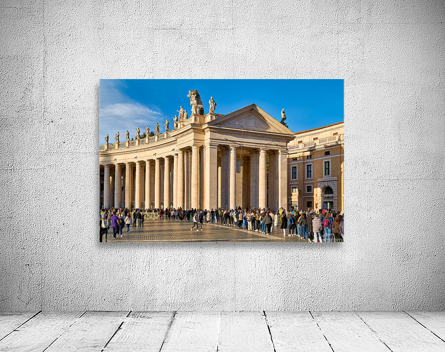 Tourists waiting in line to enter Saint Peters Basilica in Rome Wall Preview