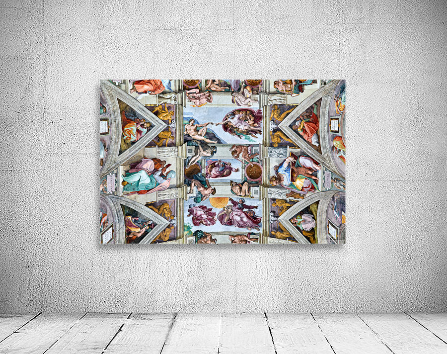Famous ceiling of Sistine Chapel in Vatican Museums in Rome Wall Preview