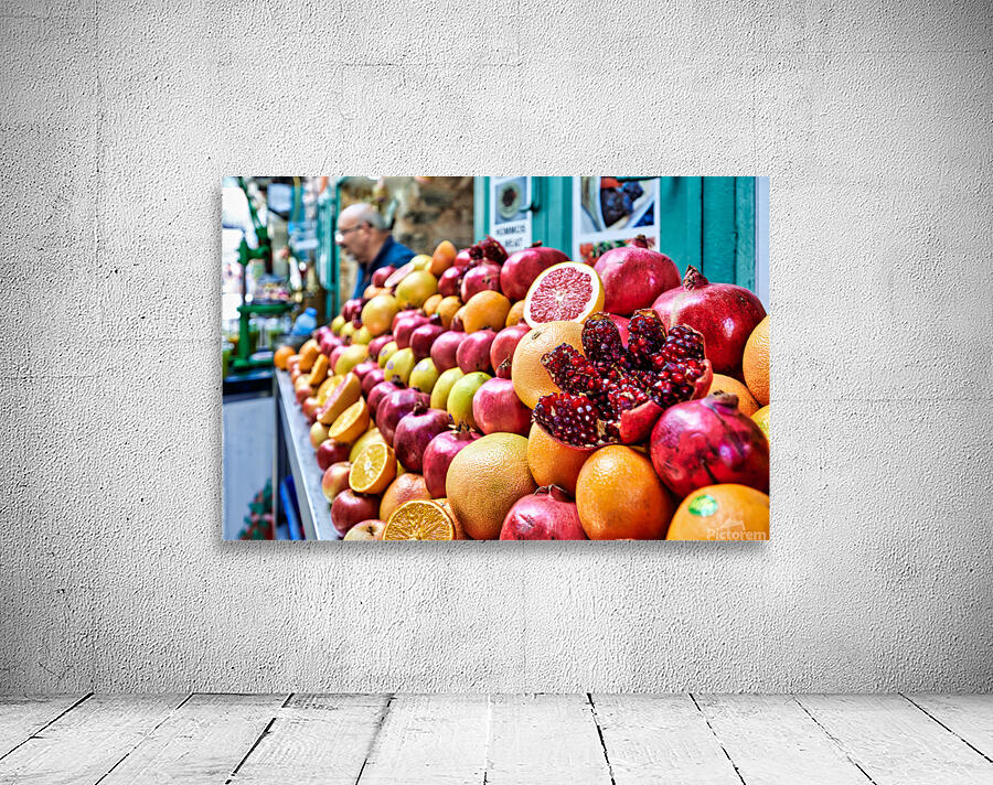 Fresh fruit stall in old city of Jerusalem filled with colorful  Wall Preview