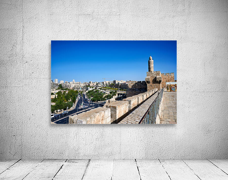 View of the old city ramparts in Jerusalem during the day Wall Preview