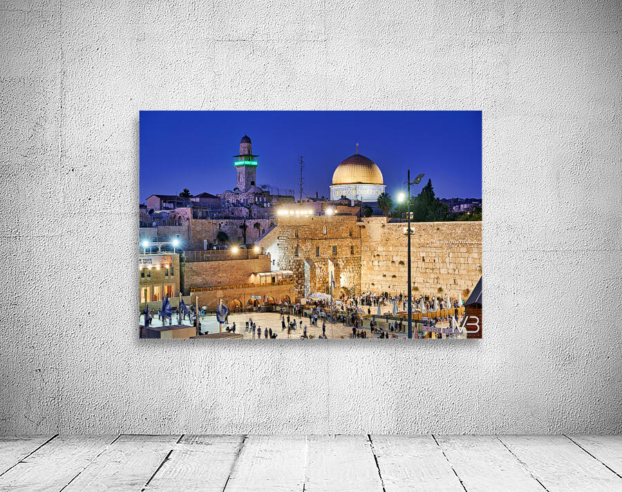 Sunset view of Dome of the Rock and Wailing Wall in Jerusalem Wall Preview