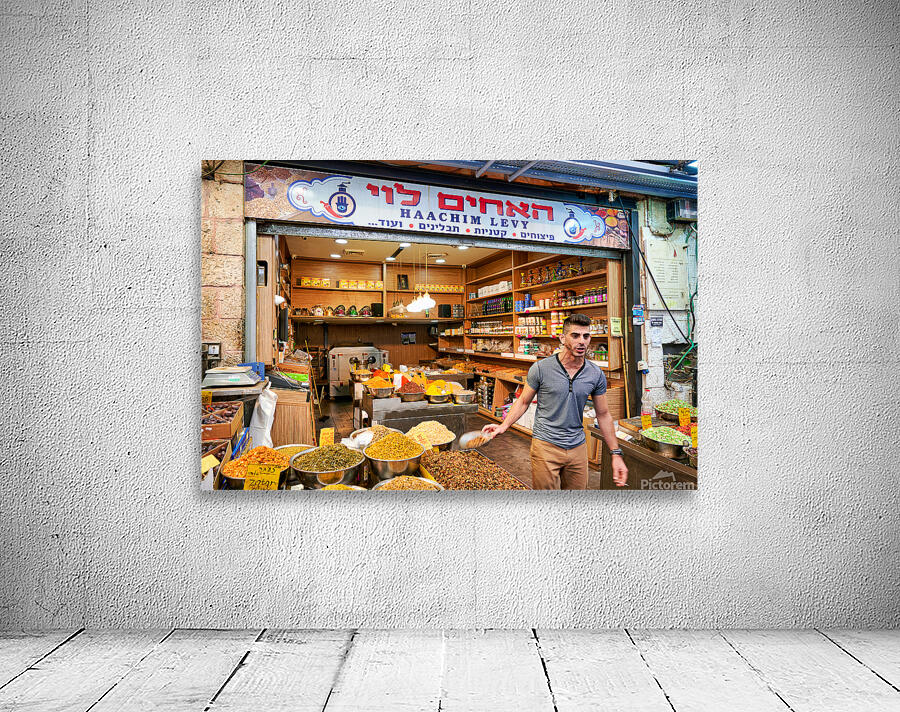 Spice vendor at Mahane Yehuda Market in Jerusalem Israel Wall Preview