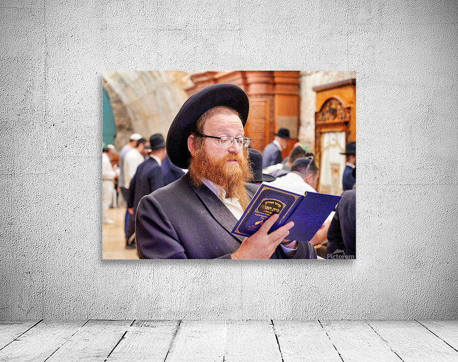 Orthodox Jews engaged in prayer at the Wailing Wall in Jerusalem Wall Preview