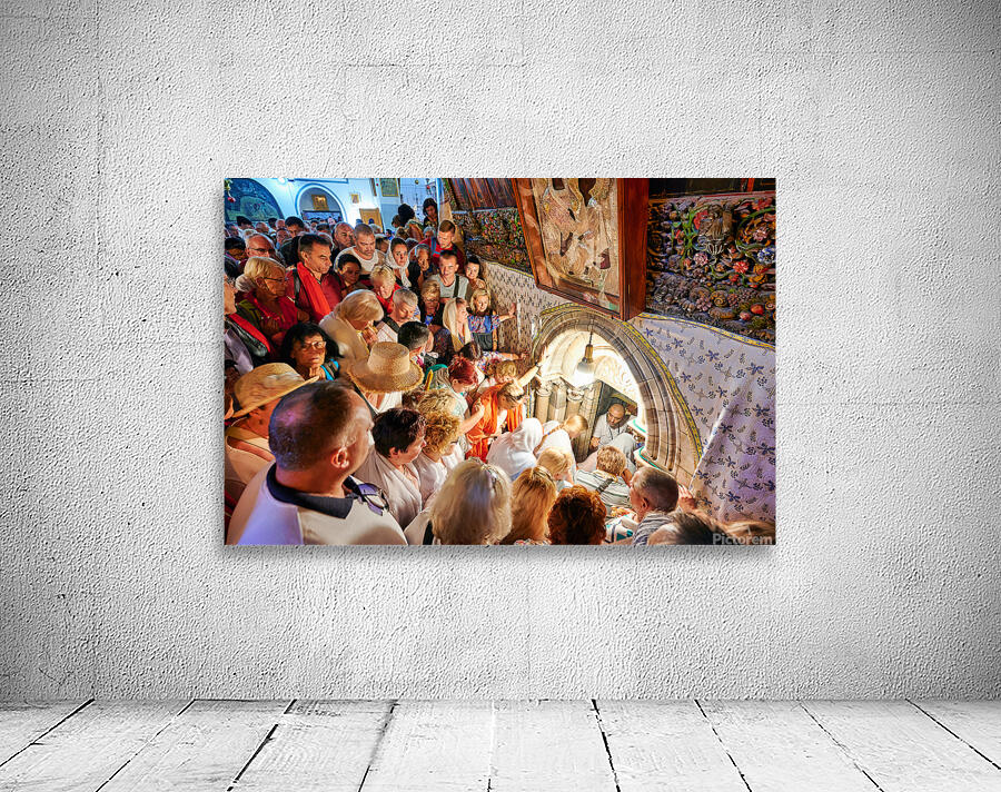 Crowd gathers at grotto of nativity in Bethlehem Israel Wall Preview