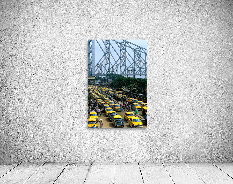 Taxis lined up in Calcutta Kolkata near the Howrah Bridge Wall Preview