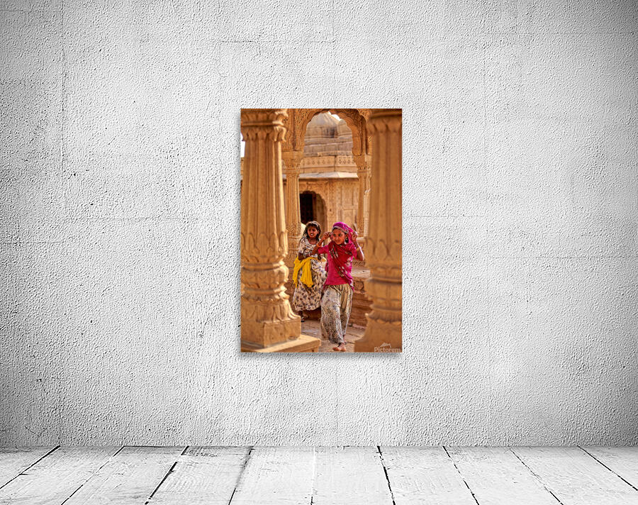 Girls playing in Jaisalmer Rajasthan during the evening light Wall Preview