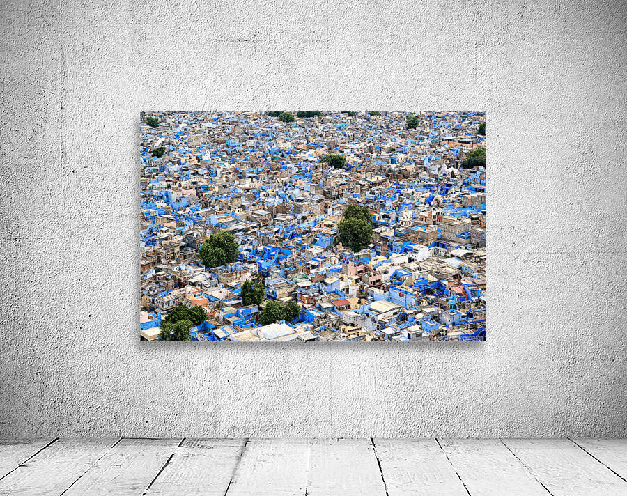 Cityscape view of blue houses in Jodhpur Rajasthan in India Wall Preview