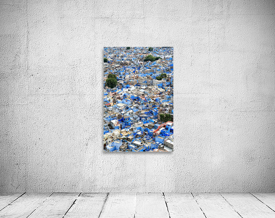 Cityscape of blue houses in Jodhpur Rajasthan during the aftern Wall Preview