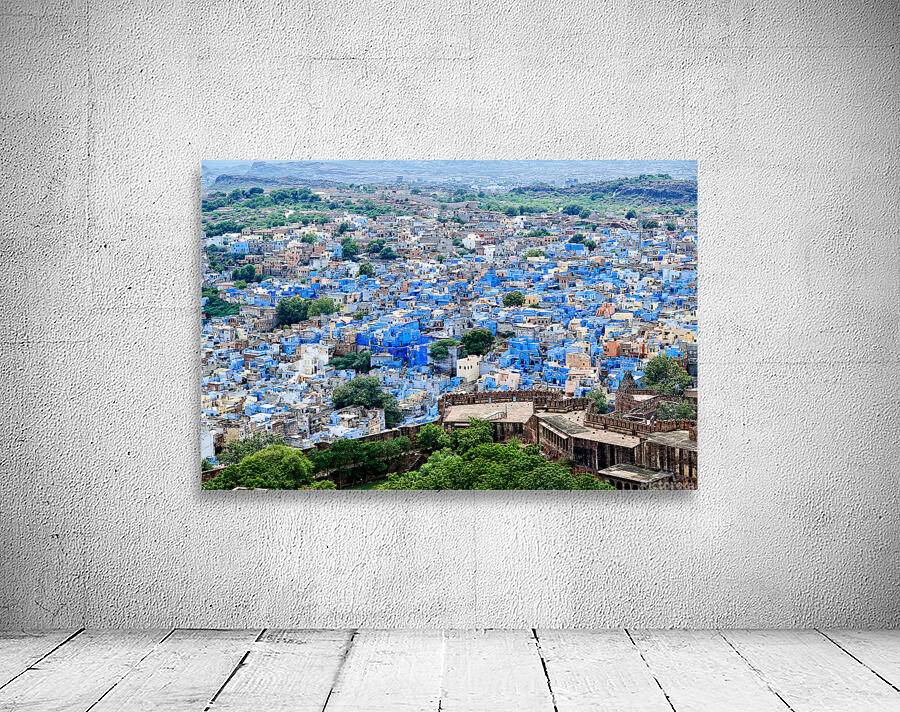 Cityscape view of blue buildings in Jodhpur Rajasthan Wall Preview