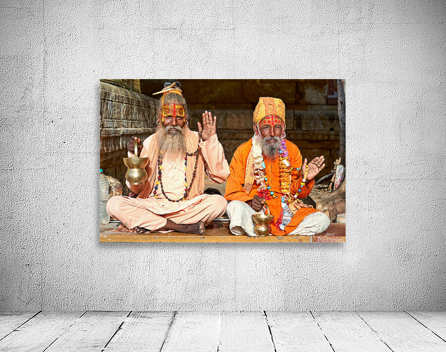 Sadhus sitting in Jaisalmer Rajasthan during a sunny day Wall Preview