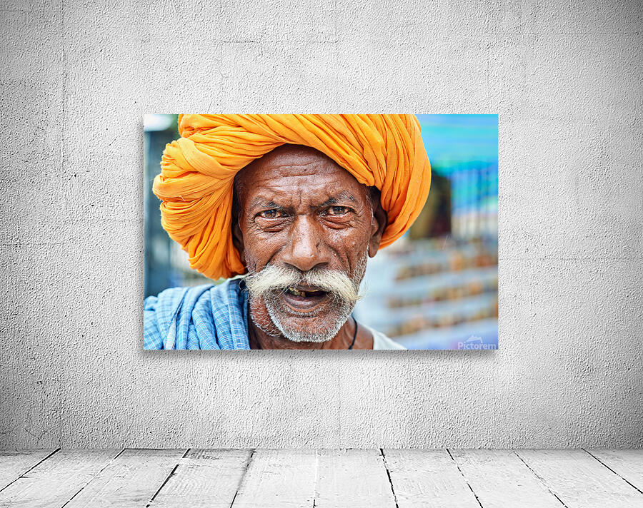 Old man in Bundi Rajasthan showing traditional culture and attir Wall Preview