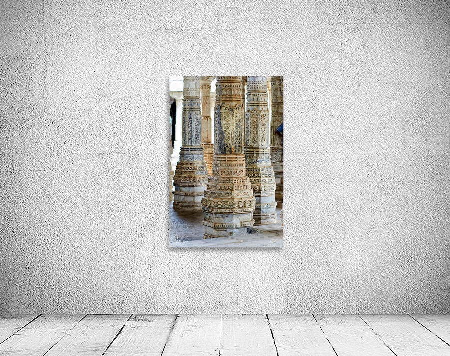 Jain old temples with intricate pillars in Ranakpur Rajasthan Wall Preview