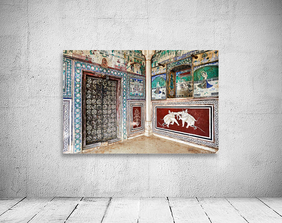 Decorations and paintings at Taragarh Fort in Bundi Rajasthan Wall Preview