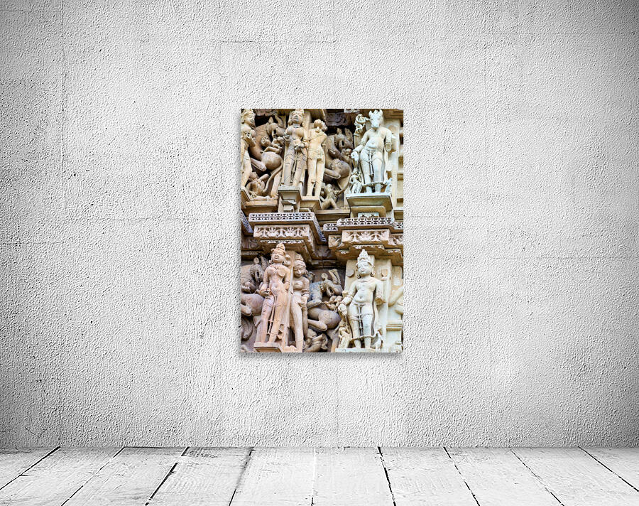 Hindu temples of Khajuraho in Madhya Pradesh show intricate carv Wall Preview