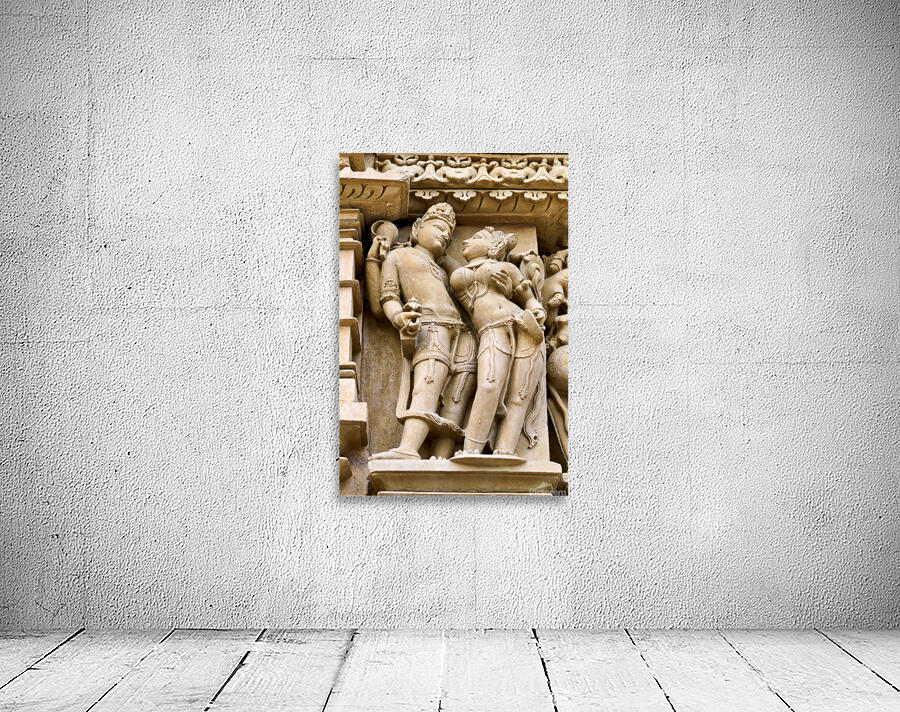 Hindu erotic sculptures at Khajuraho temples in Madhya Pradesh Wall Preview