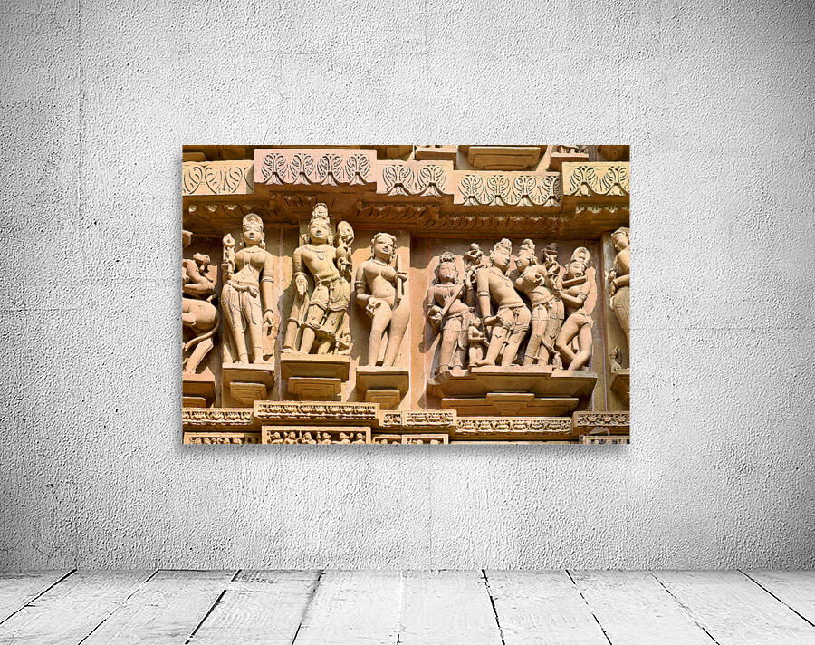 Exploring temple carvings of Khajuraho in Madhya Pradesh India Wall Preview