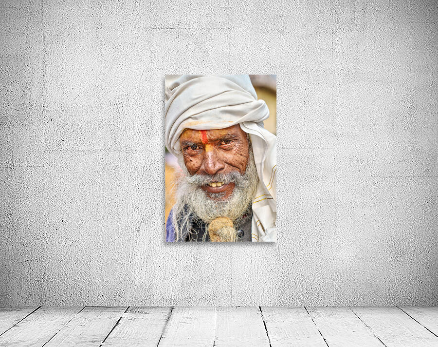 Man with white beard and turban in Orchha Madhya Pradesh India Wall Preview