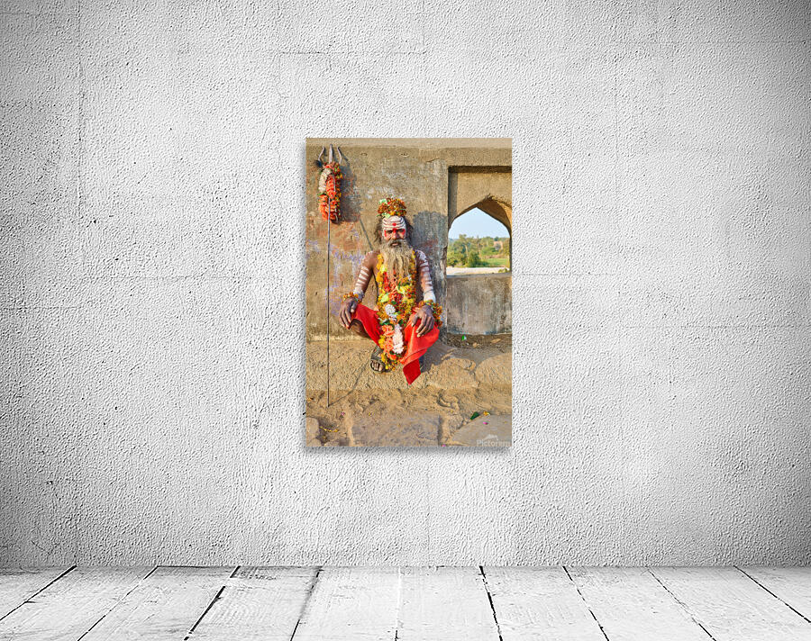 Portrait of a holy man sadhu in Orchha Madhya Pradesh India Wall Preview