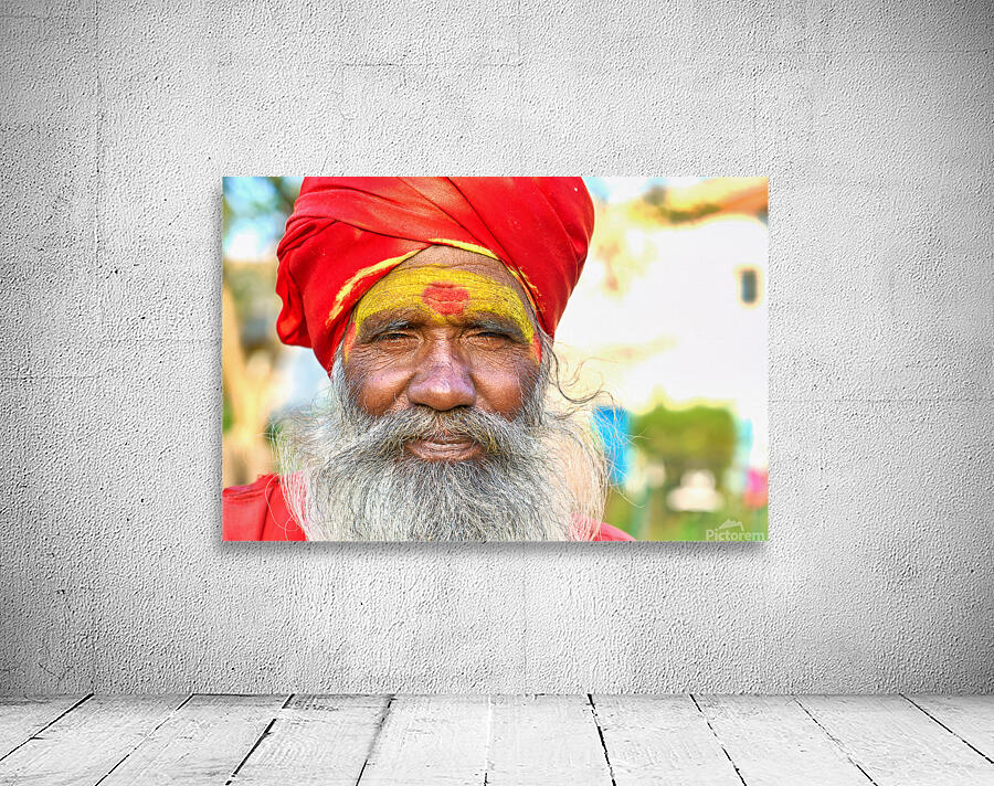 Portrait of holy man sadhu in Orchha Madhya Pradesh India Wall Preview