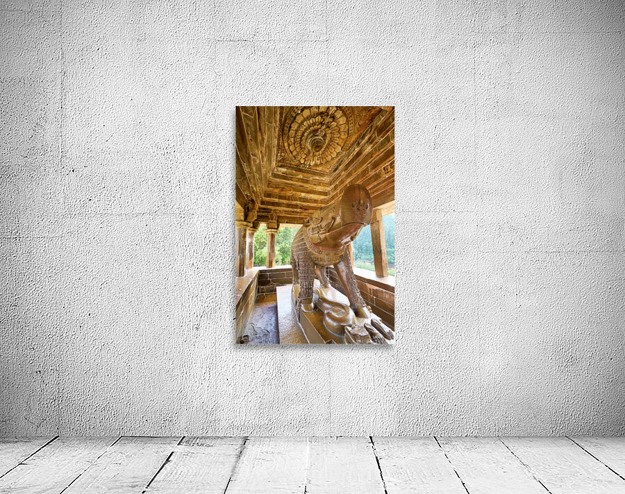 Nandi shrine in Khajuraho Madhya Pradesh shows ancient stone ca Wall Preview