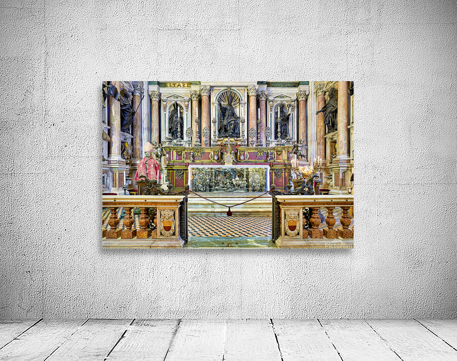 Naples Cathedral interior with altar and statues Wall Preview