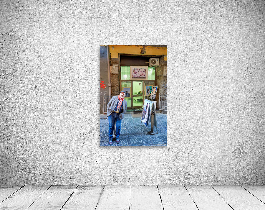 Domenico Caso stands in front of his workshop in Naples Campania Wall Preview