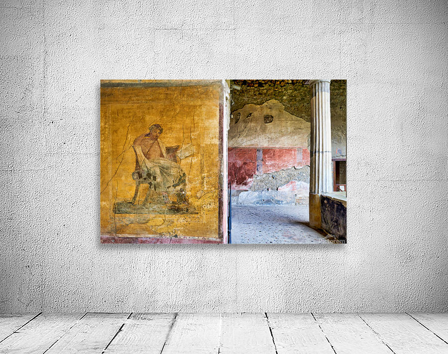 Exploring ancient wall painting in Pompeii archaeological site Wall Preview