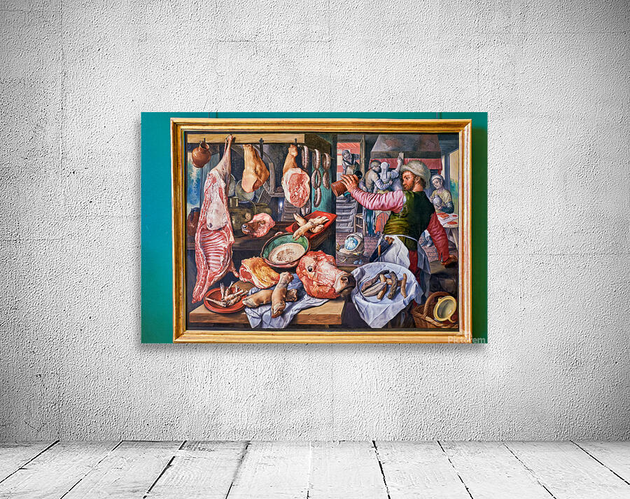 Depiction of a butcher at work in Museo di Capodimonte in Naples Wall Preview