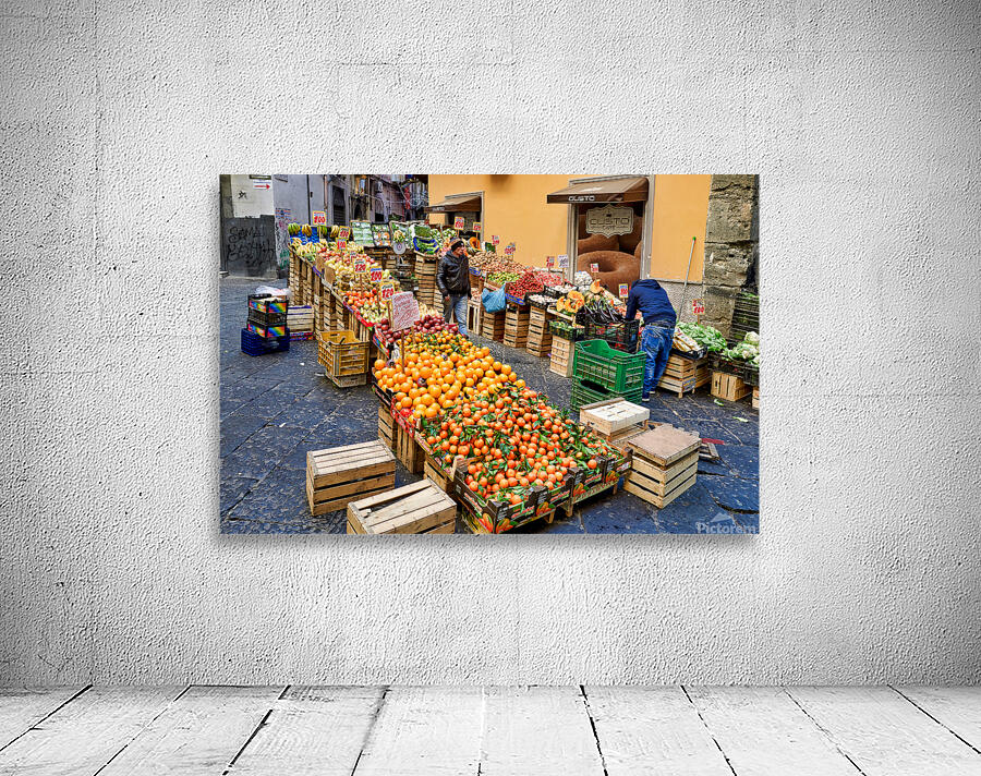 Greengrocer selling fruits and vegetables in Naples Campania Ita Wall Preview