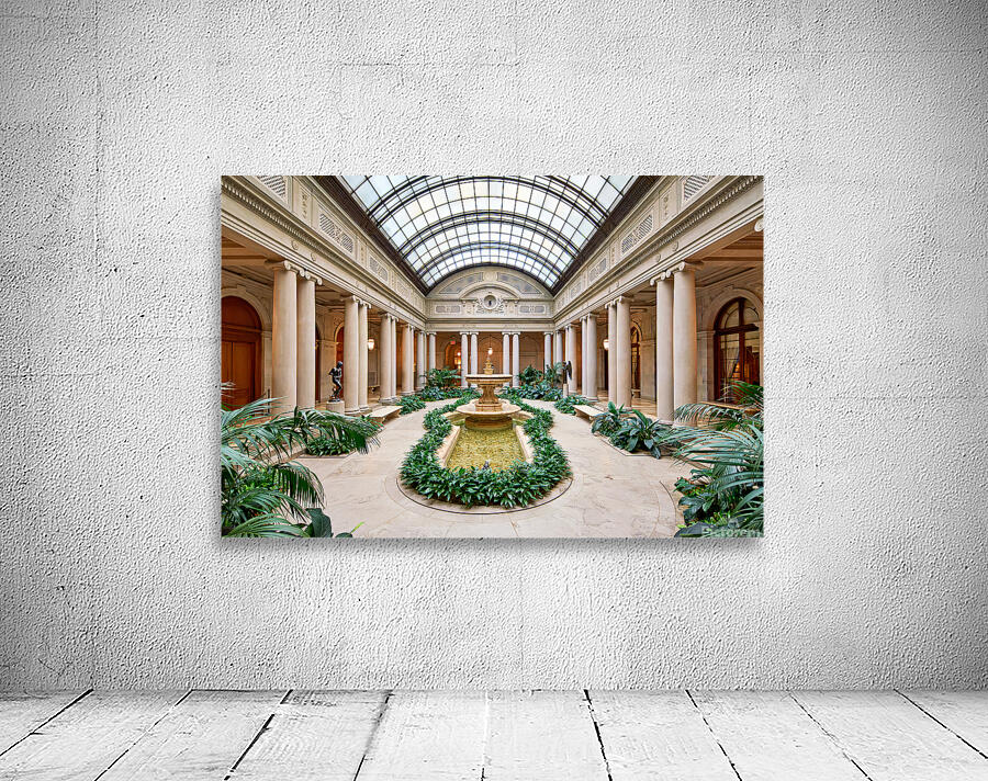 People walk around the courtyard at the Frick Collection in New  Wall Preview