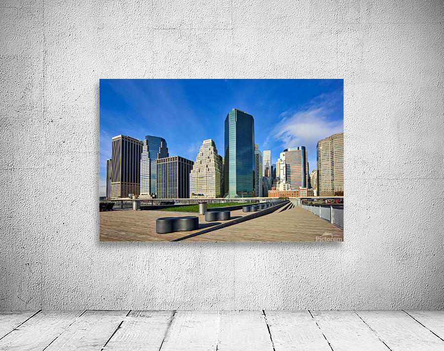 Manhattan skyline view with skyscrapers and waterfront area Wall Preview