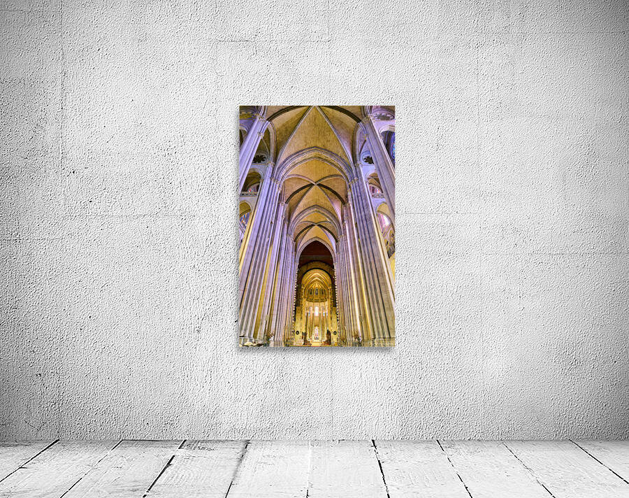 Manhattan cathedral interior showing arches and altar area Wall Preview