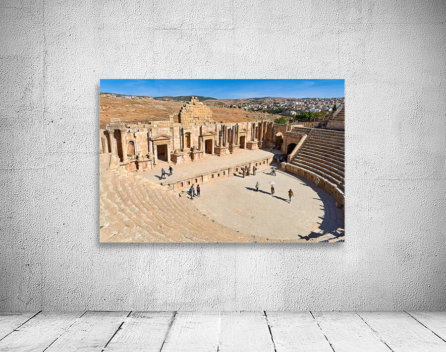 Exploring the ancient theatre in Gerasa Jerash in Jordan Wall Preview