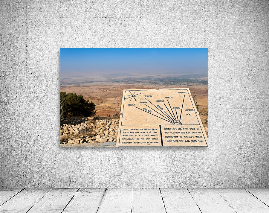 View from Mount Nebo shows signs and the Landscape of Jordan Wall Preview