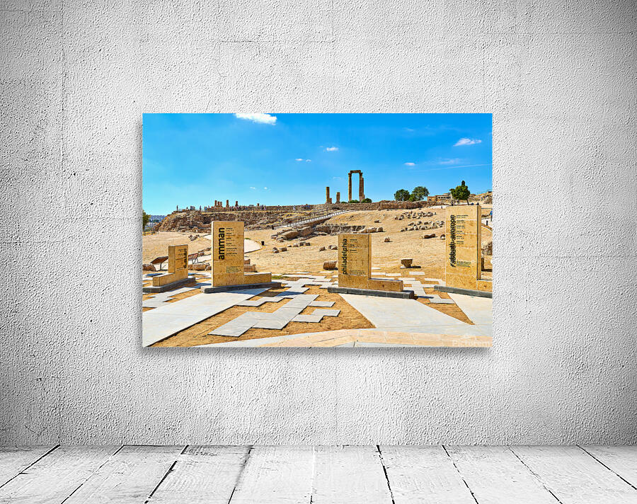 Exploring the Citadel in Amman Jordan during bright daylight Wall Preview