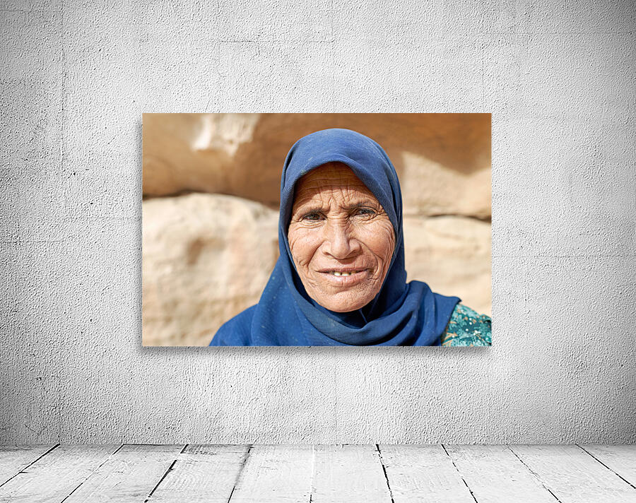 Portrait of an old woman at Little Petra in Jordan Wall Preview