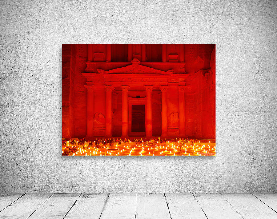 Visit to Petra at night with the Treasury lit by candles Wall Preview