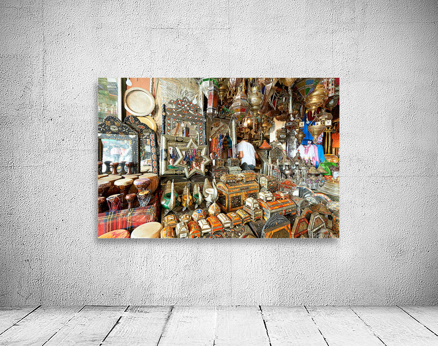 Exploring a souvenir shop in the old town of Marrakesh Morocco Wall Preview