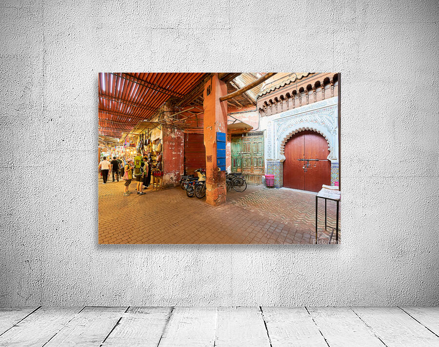 Exploring the souk in Marrakesh Morocco during daytime hours Wall Preview